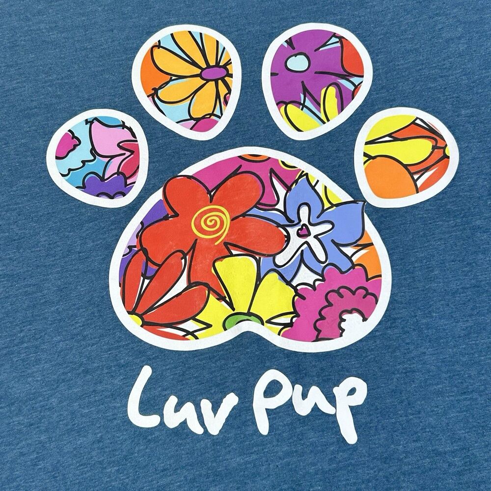 Bella Canvas Luv Pup Women’s XL Long Sleeve Tee Shirt Floral Paw Print Casual